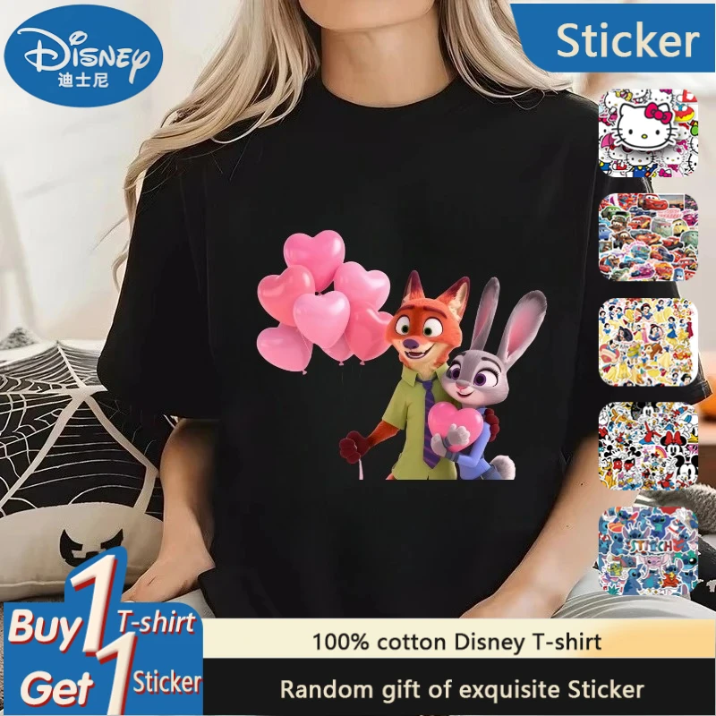 

Disney Parent-Child Clothing Crazy Zootopia Judinick Amusement Park Love Balloon Short Sleeve Men and Women T-Shirt
