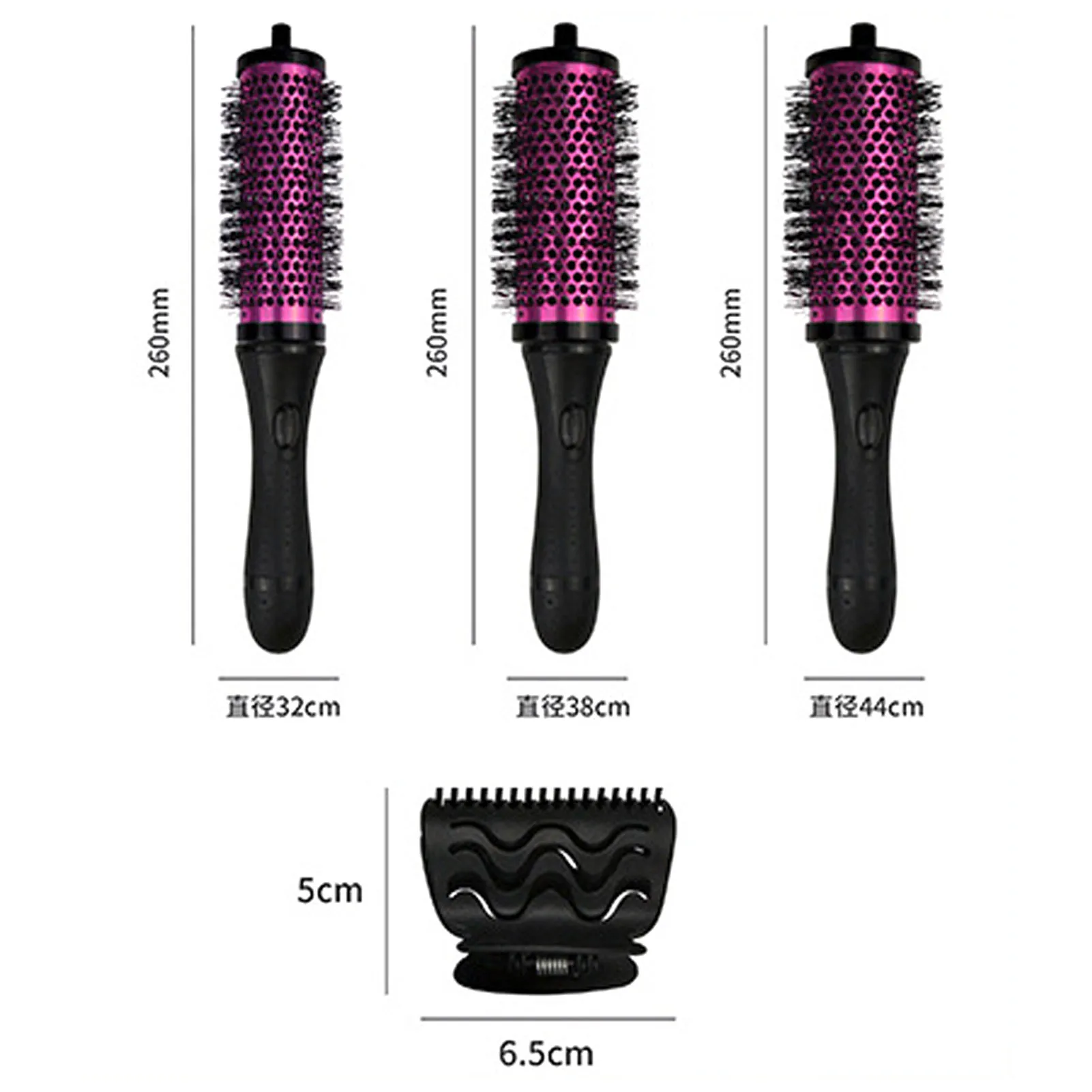 Round Hair Brush Set Detachable Ergonomic Handle Soft Nylon Teeth Round Hair Comb Set Round Hair Brush Round Hair Comb Set