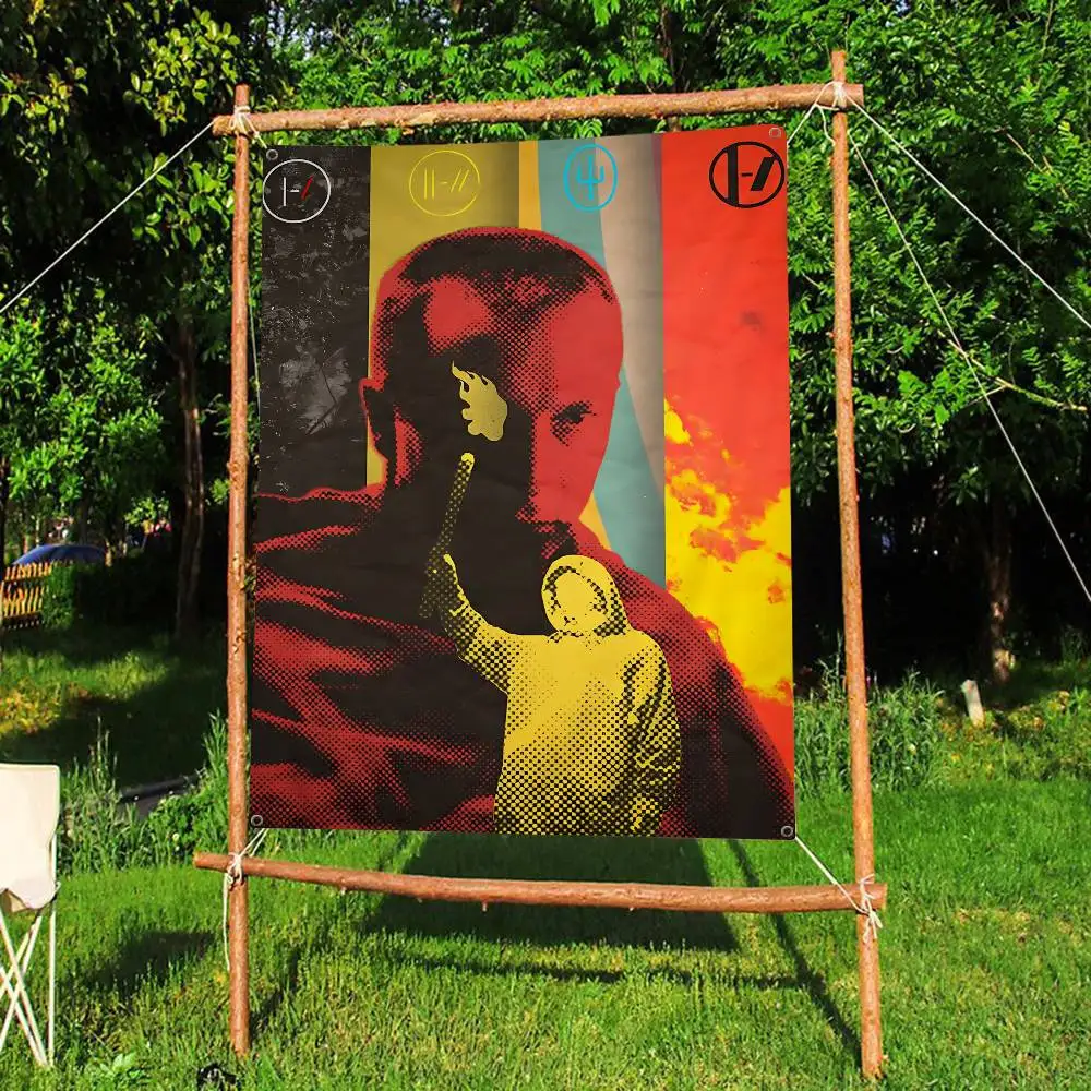 Popular T-Twenty One P-Pilots Band Cartoon Flag Art Science Fiction Room Home Decor Wall Hanging Home Decor Banner