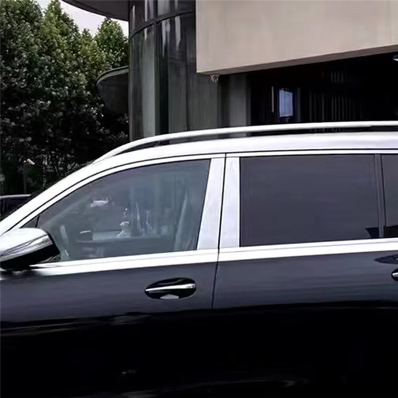 

4Pcs Car Exterior Door Window B Pillar Strip Sticker For Mercedes Benz GLE Class 2020-2023 Parts Chrome Aluminium Trim Panel