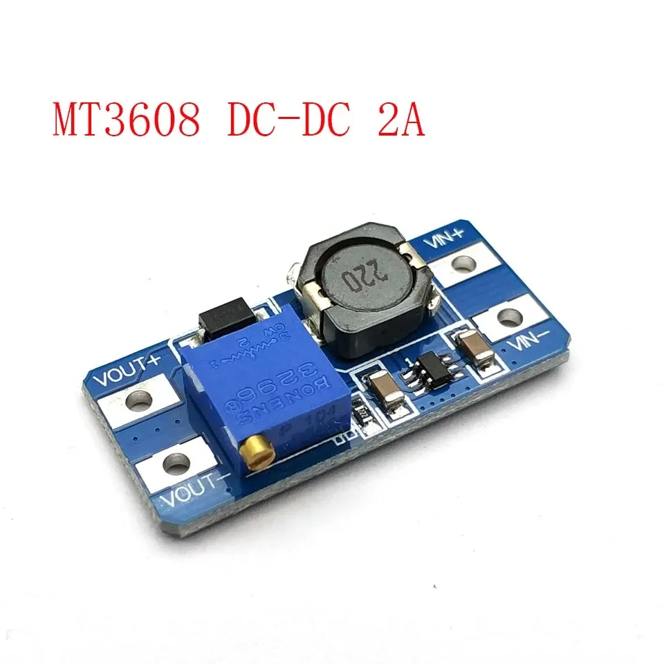 아두이노용 최대 DC-DC 스텝 업 파워 모듈 부스터 파워 모듈, MT3608 2A, 3-5V ~ 5V, 9V, 12V, 24V