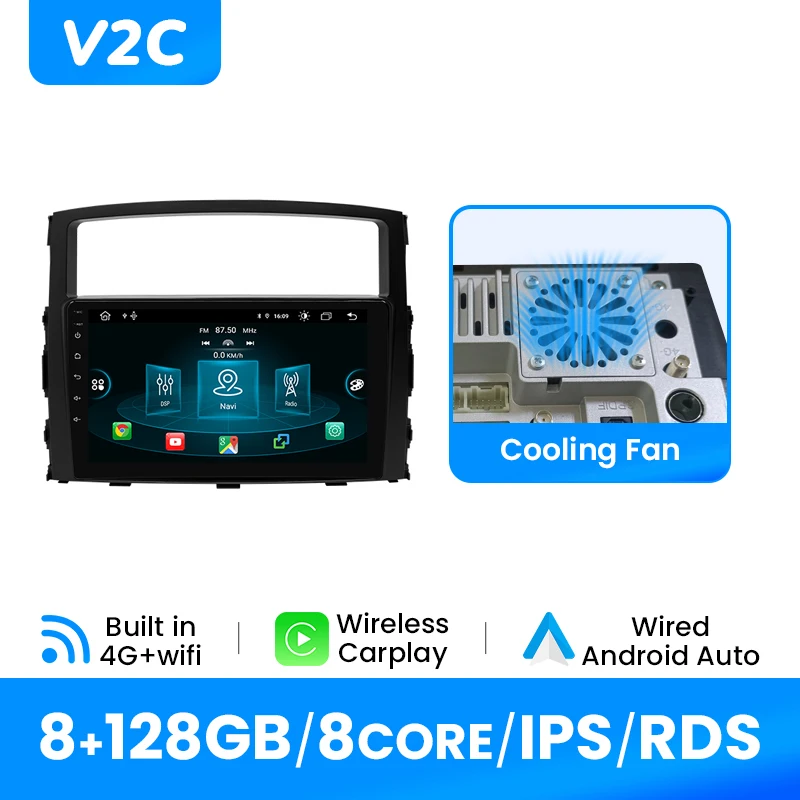 Android14 Auto Multimedia Speler Voor Mitsubishi Pajero 4 V80 V90 2006-2014 Radio Draadloze Carplay Android Auto 4G Wifi Navigatie