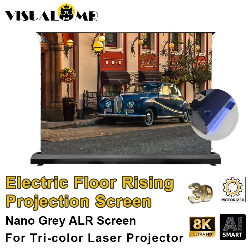 

150-дюймовый электрический напольный проекционный экран ALR Nano Grey с подавлением внешнего света для 3D 4K проекторов и трехцветных лазерных проекторов