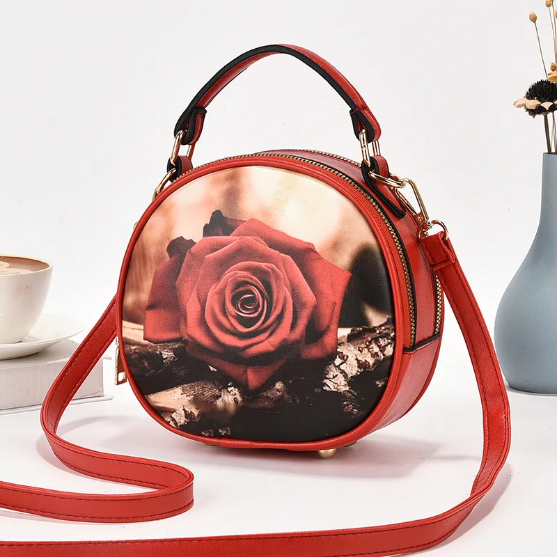 

2025 Fashion Small Handbags and Purses Designer Women Shoulder Bag Casual Flap Crossbody Top Handle Bags Print Small Round Bags