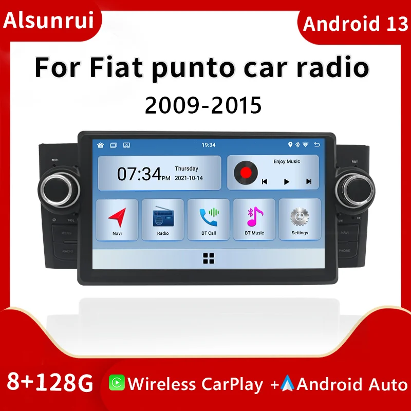 

4G Carplay Autoradio 2 din Android 13 Car Radio For Fiat Grande Punto Linea Multimedia Video Audio GPS Navigation Head Unit WIFI