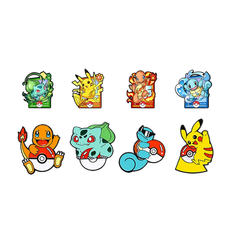 8-teiliges Pokemon-Emaille-Pin-Set, japanischer Anime-Cartoon, Pikaqiu Mewtwo, Sammel-Pins für Rucksäcke, Geschenke für Fans und Freunde