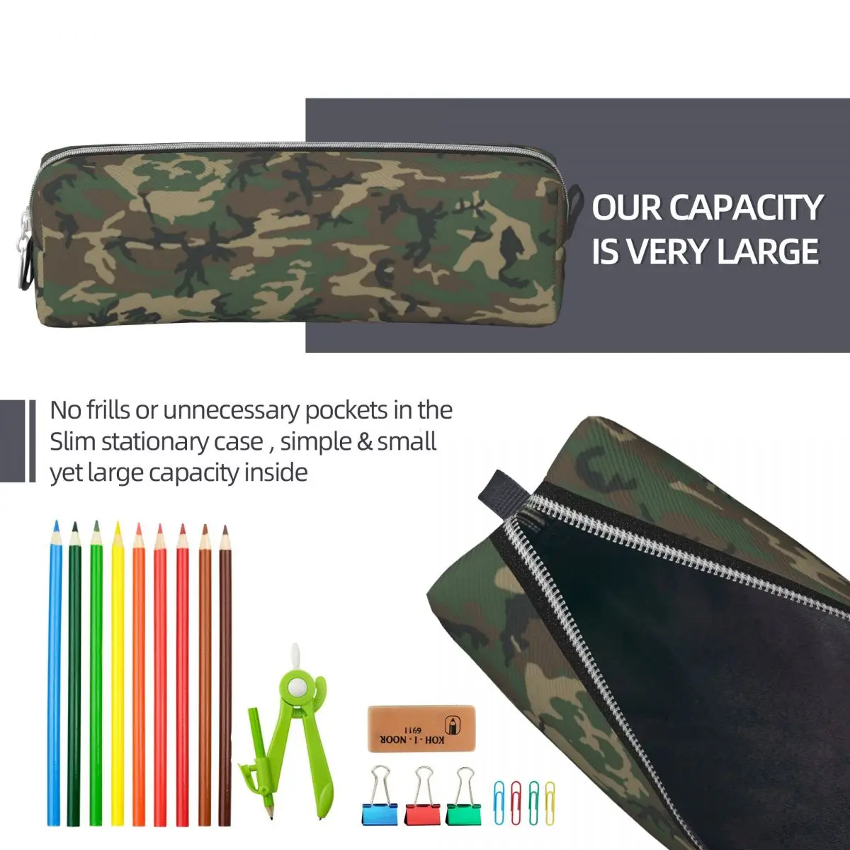 Army Camouflage Pattern Pencil Case Creative Jungle Military Camo Pen Box Bag Student Large Storage Office Gift Pencilcases