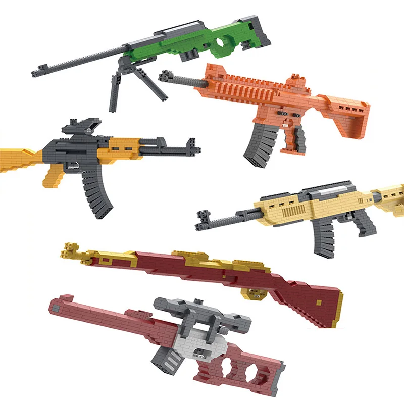 

Technical Building Blocks Toy Gun AWM Sniper Rifles Submachine Sniper WW2 Military Army War SWAT Weapon Model Christmas Gift