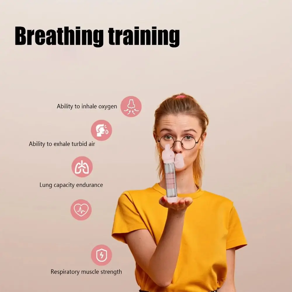 Adjustable Resistance Breathing Dumbbell Trainer Deep Breathing Ergonomic Design Lung Capacity Expander Practical With Counter