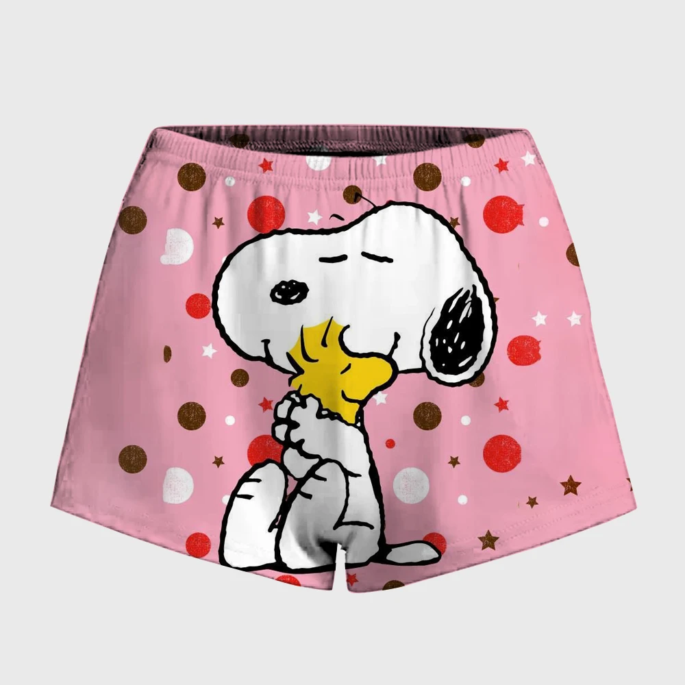 سنوبي الكرتون طباعة مستقيم السراويل امرأة الصيف مرونة الخصر Sweatshorts عادية الحلو لطيف القطن السراويل المنزل الملابس الداخلية Y2k