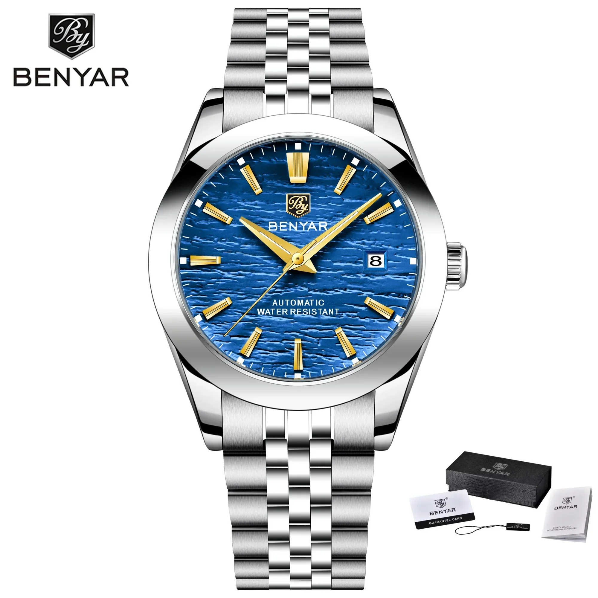 

BENYAR 5209 Fashion Business Men's Dial 40MM Watch Stainless Steel Automatic Mechanical Men Wristwatch for Men Reloj Hombre