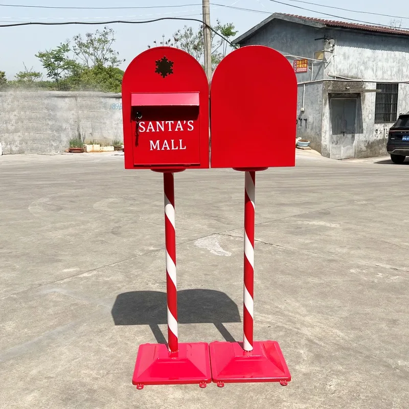 French Garden Outdoor Christmas Mailbox Decor Red Retro Wrought IronGoods in stock