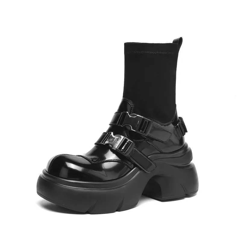 

Lolita Platform Ankle Boots Made Genuine Leather Fashionable Modern Style Women Shoes