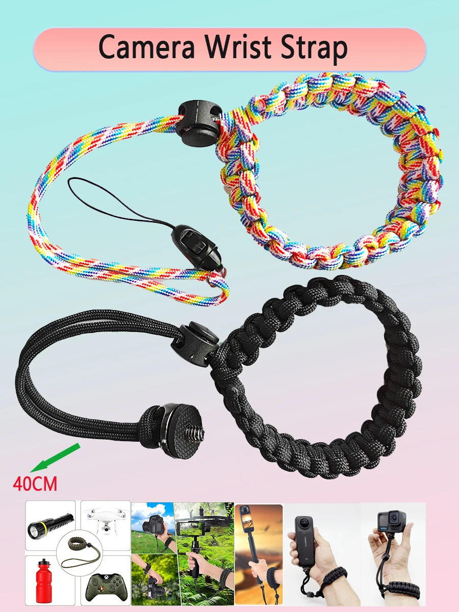 

Multifunctional camera strap, wrist strap, umbrella strap, braided rope, 2 pcs, 40 cm, suitable for SLR cameras, telescopes