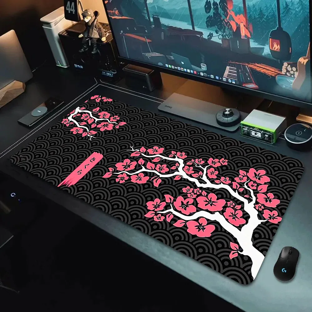 

Simple Japan Style Sakura Non-slip Rubber Mousepad XXL Computer Gaming Accessories Keyboard Desktop Decoration Mats for Offices