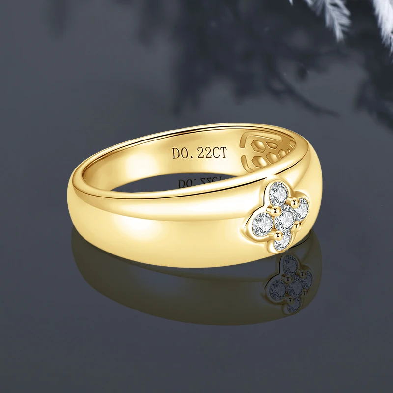 IOGOU 2.5mm&2.2mm Moissanite Chunky Ring for Women 925 Silver Clover Flower Rings Lucky Finger Charm Bands 2025 Trendy Jewerlry