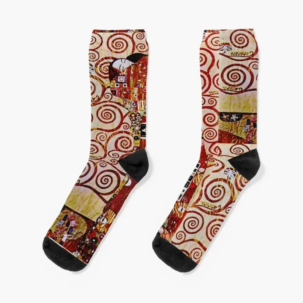 

Fulfillment | The Tree of Life by Gustav Klimt Detail - Red Socks Stockings new in's moving stockings Socks Men Women's
