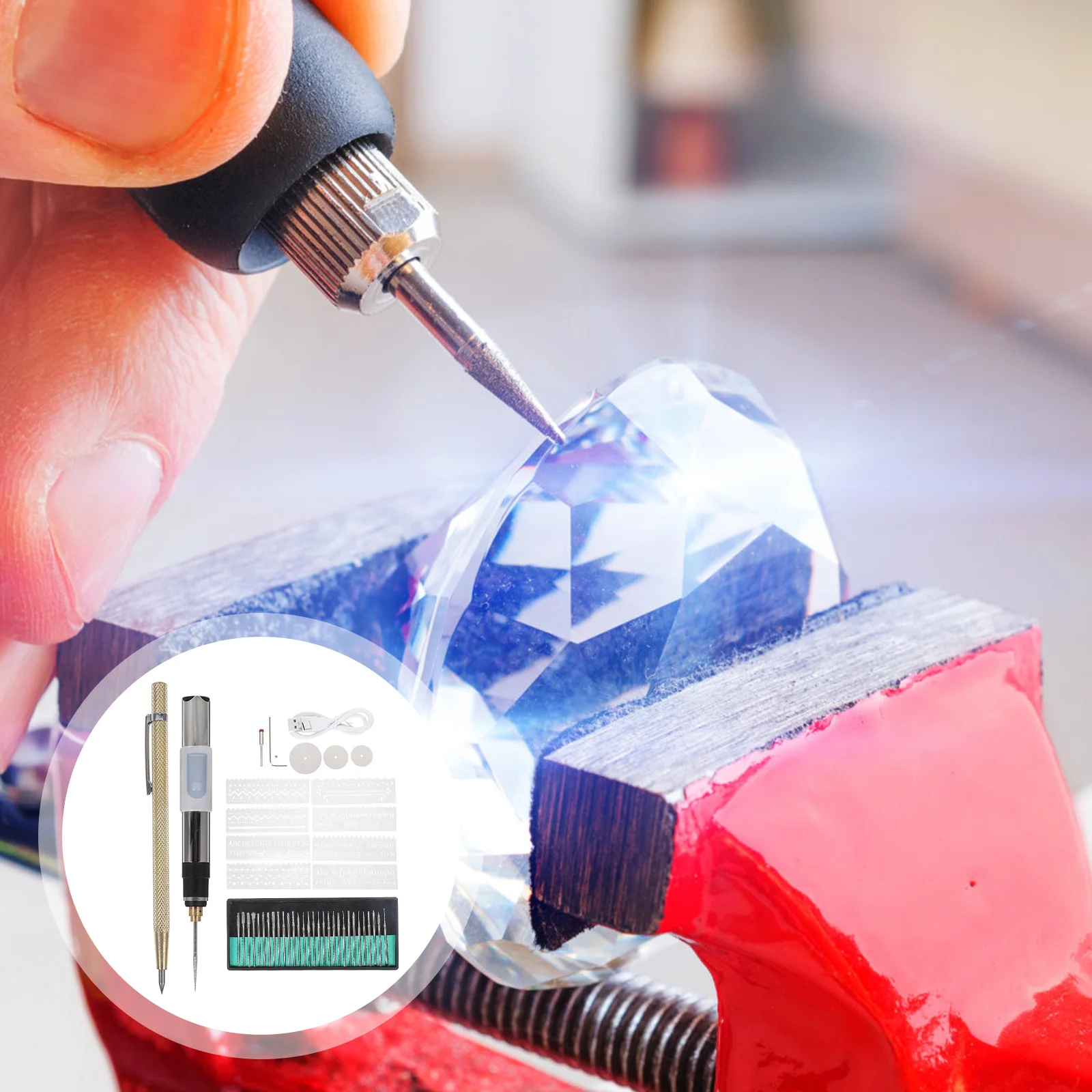 1 مجموعة الكهربائية طحن القلم اللاسلكي 25 واط 3-سرعة قابل للتعديل المهنية أداة الحفر لقطع الزجاج الخشب المعادن تلميع
