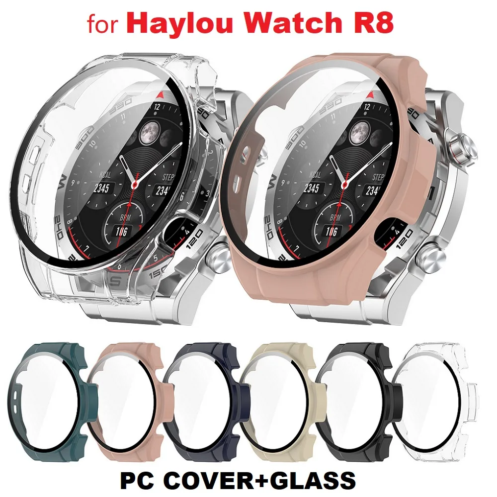 30PCS Protective Cover for Haylou Watch R8 Smartwatch Hard PC Bumper Tempered Glass Screen Protector Case