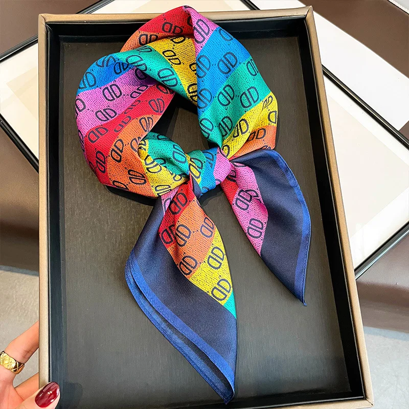 

Роскошный мягкий атласный квадратный шарф для женщин, дизайнерская лента для волос, шейный платок, бандана, женский хиджаб, повязка на голову, накидка на запястье, шаль