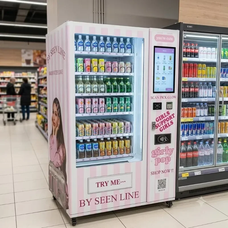 Smart Refrigerated Snack Vending Machine 21.5inch Touch Screen with SDK Cloud-Based Management Gyms Sports Centers