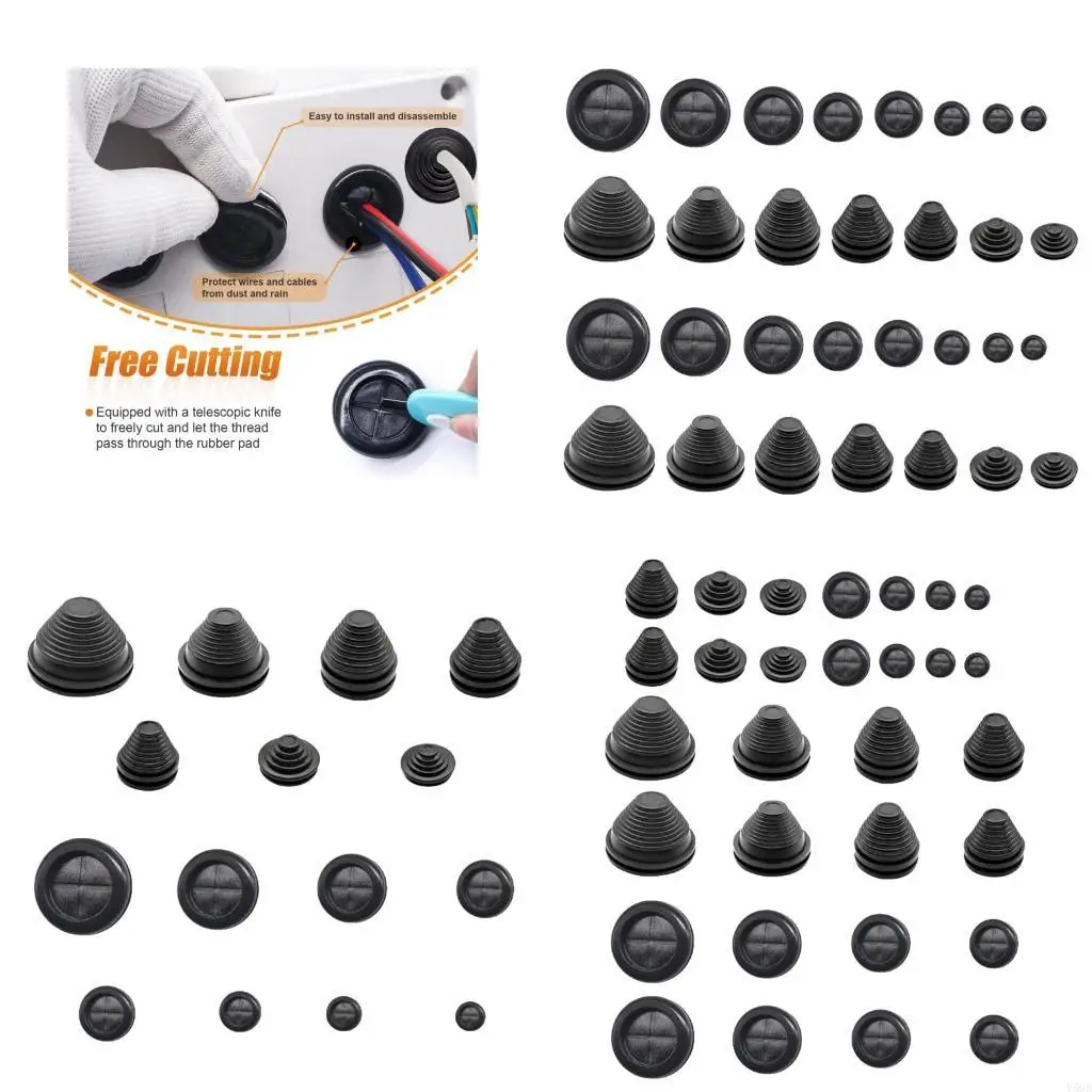 

30Pcs Tower Round Double Sided Rubber Hole Plug Sleeved Gaskets Enduring Y5GB