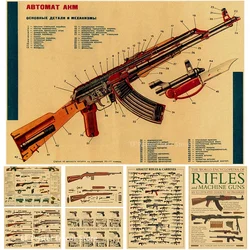 Vintage Waffe Pistole Poster Drucke Militär Fans Gewehr Home Room Club Kunst Wand Dekor Maschinengewehr Retro Malerei Nostalgischer Druck