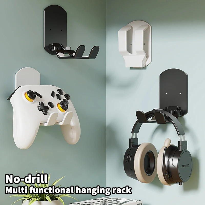 Universal Headphone Stand Adhesive Plastic Wall Mount Hanger Under Desk Headset Rack Holder Support for Gaming Earphone Bracket