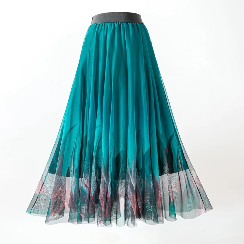 

Spring Autumn Skirts For Woman High Waist Skirt Floral Mesh Long Gauze Skirts Tulle Skirt Women Tutu Skirt Evening Party Skirts