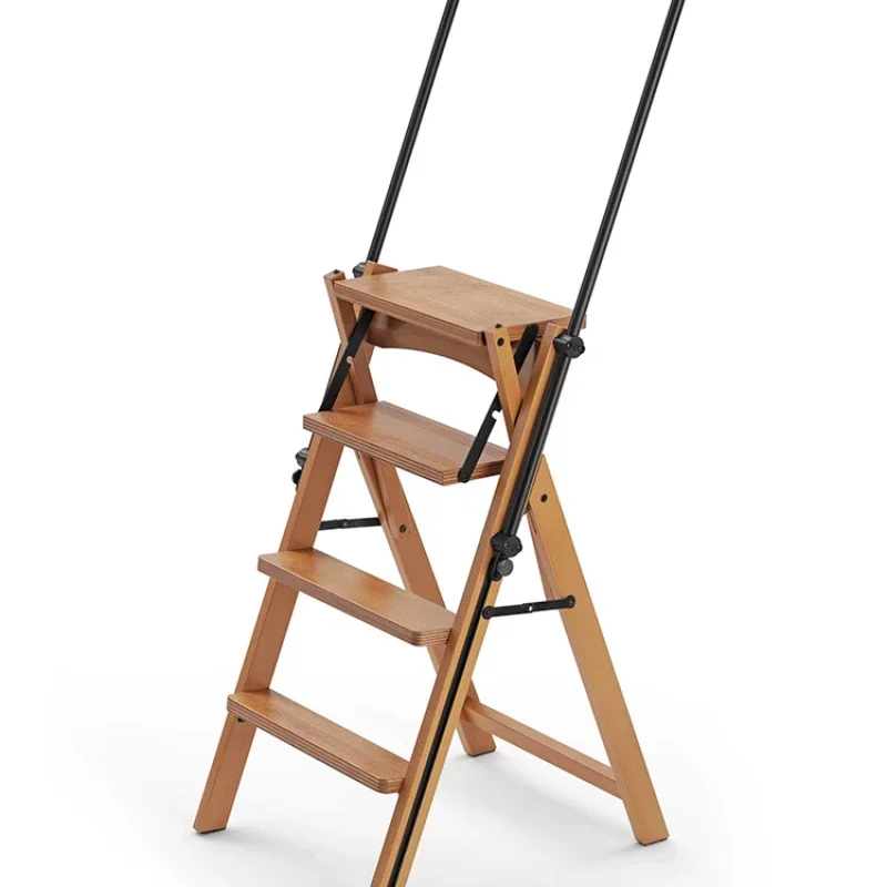 

Solid wood ladder foldable household retractable herringbone ladder stool bench ladder chair