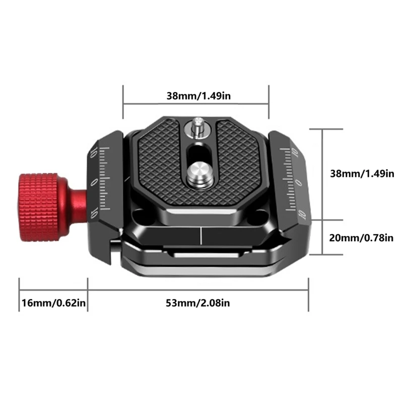 Adaptador base abrazadera placa liberación rápida para cámara, estándar metal 38mm para estabilizadores, y