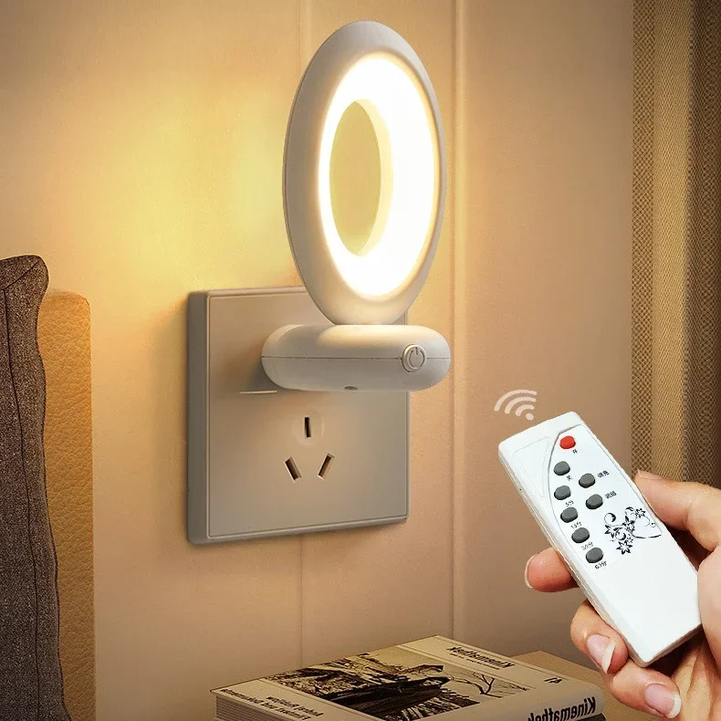 Kreative rotierende Fernbedienung LED Nachtlicht Plug-In weiches Licht Augenschutz Schlaf Atmosphäre Schlafzimmer Nachttischlampe