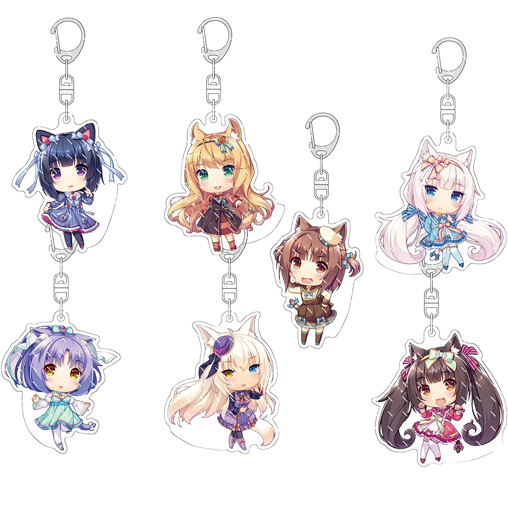 

Anime NEKOPARA 6cm Acrylic Keychain Vanilla Chocola Coconut Backpack Pendants Accessories Decor Gifts