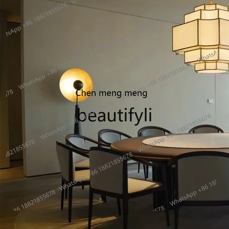 X New Chinese Style Japanese Wheel Floor Lamp Living Room Sofa Side Background Light Luxury Bedroom Minimalist Standing Lamp