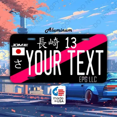 NEW JDM Pink Stripe Custom Personalized License Plate Japanese Theme 12x6 Aluminum