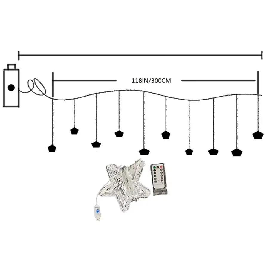 USB Christimas Tree Curtain Light String Window Lights Decorations 8 Mode With Remote For Home Party Garden Christmas Decoration