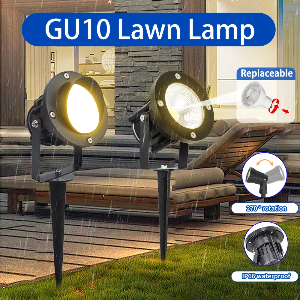 Outdoor Lawn Light IP65 Waterproof GU10 Replaceable Bulb Spot Light Garden Lights Landscape Lamp For Villa Yard Pathway