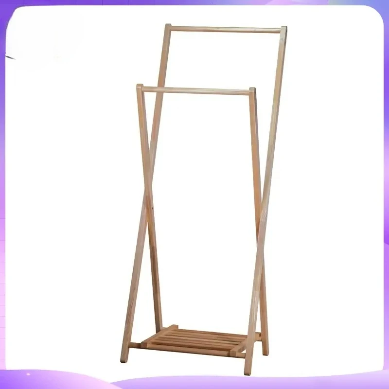 Solid Rubber Wood Coat Rack Freestanding Clothes Hanger Stand Portable Garment Organizer Drying Rack for Bedroom Entryway