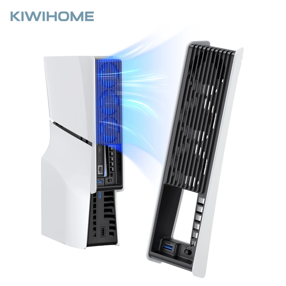 

KIWIHOME Horizontal Cooling Fan for PS5 Slim Accessories Cooler Fan with LED & USB3.0 Hubs