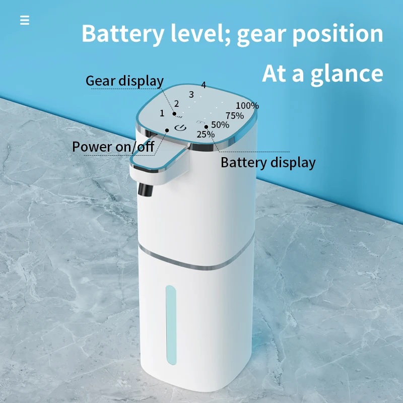400ML Light Display Wall-Mounted Or Desktop 4-Levels Adjustable Induction Infrared Electric Automatic Smart Sense Soap Dispenser 4