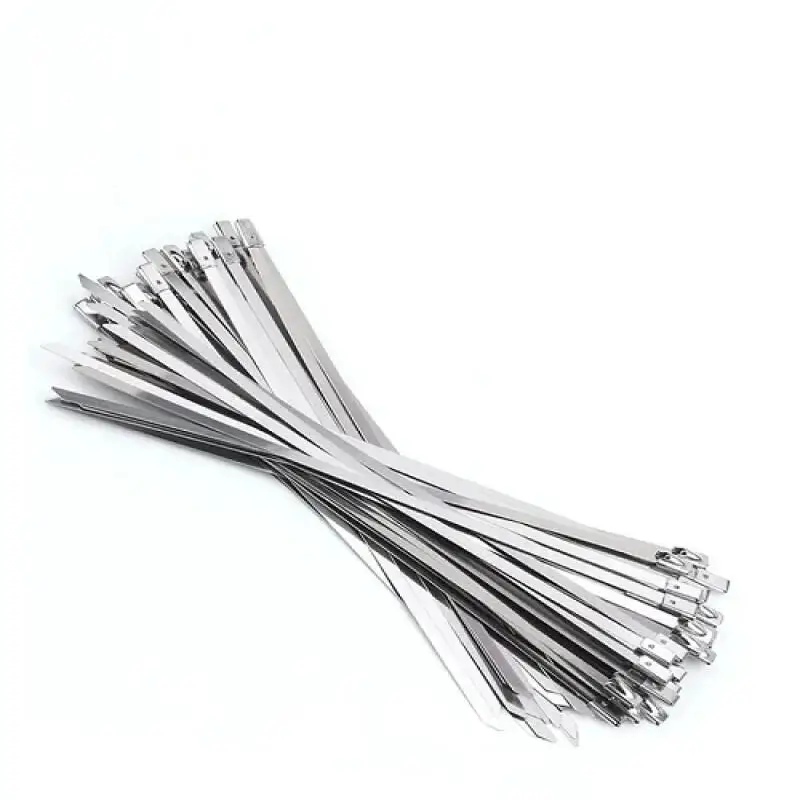 100/50Pcs Width 4.6mm Stainless Steel Zip Tie Exhaust Wrap Coated Locking Cable Ties Multi-Purpose Locking Cable Metal Zip Ties
