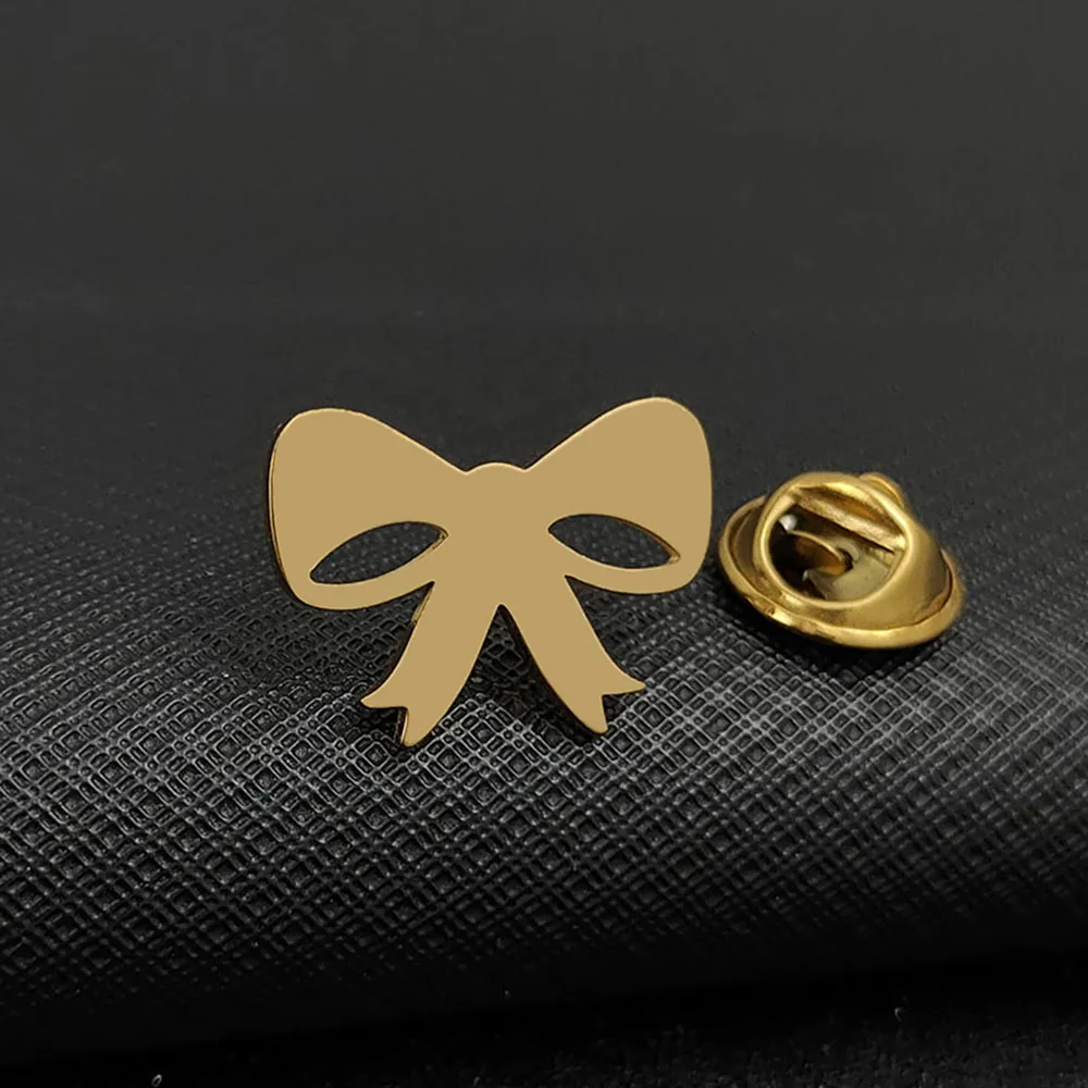 بروش من الفولاذ المقاوم للصدأ بربطة عنق ذهبية مبتكرة من واتي، قلادة حقيبة ظهر عصرية، دبوس طية صدر السترة، هدية شارة للأصدقاء. #3