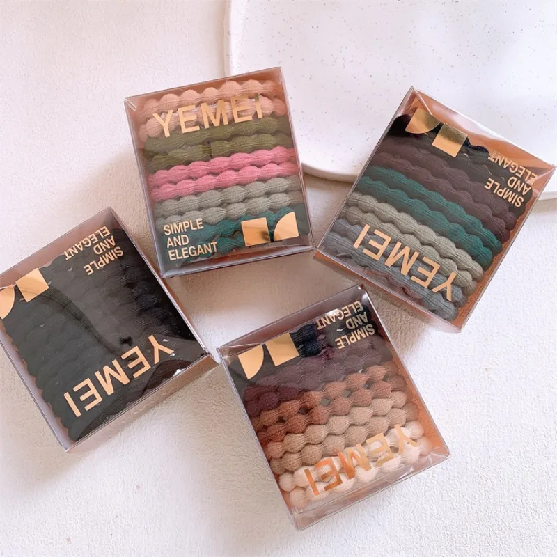 

Box Set of 10 Hair Elastics Korean Basic Design Assorted Colors Strong Stretch No Pull Rubber Bands for Women Girls Fine Hair