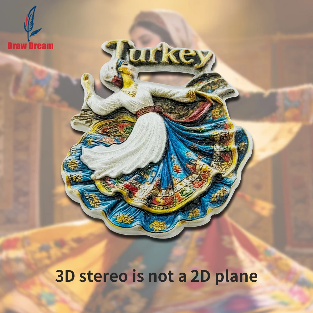 1Pc Turkish Dancer Creative 3D Refrigerator Magnet World Travel Souvenir Collection Suitable for Home and Office Decoration, Personalized Exclusive Travel Souvenir Magnetic Refrigerator Magnet Home Decoration, Kitchen, Room, Office, Cabinet Crafts Gift, Holiday Souvenir, Exquisite Small Gift