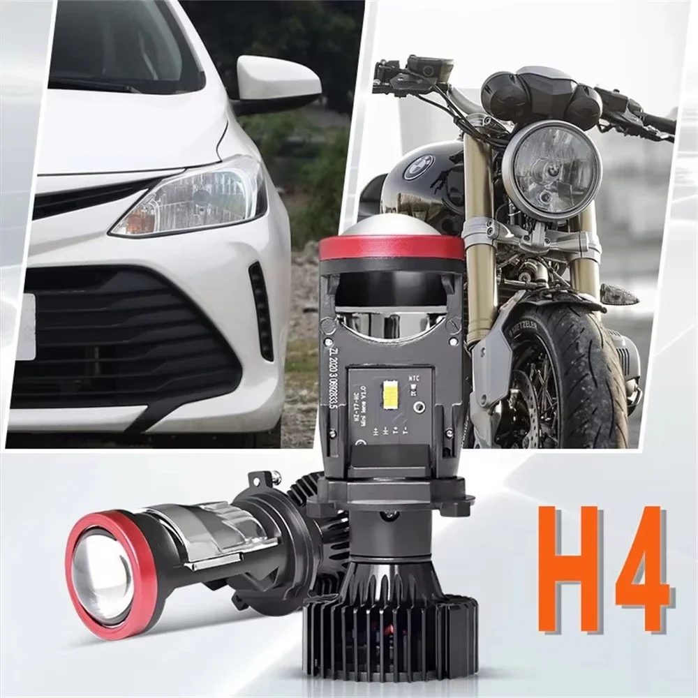 2pcs H4 LED Projector Mini Lens Auto H4 LED Headlight Bulbs Kit Conversion High Beam Low Beam 120W Turbo Fan Car Light Lamp