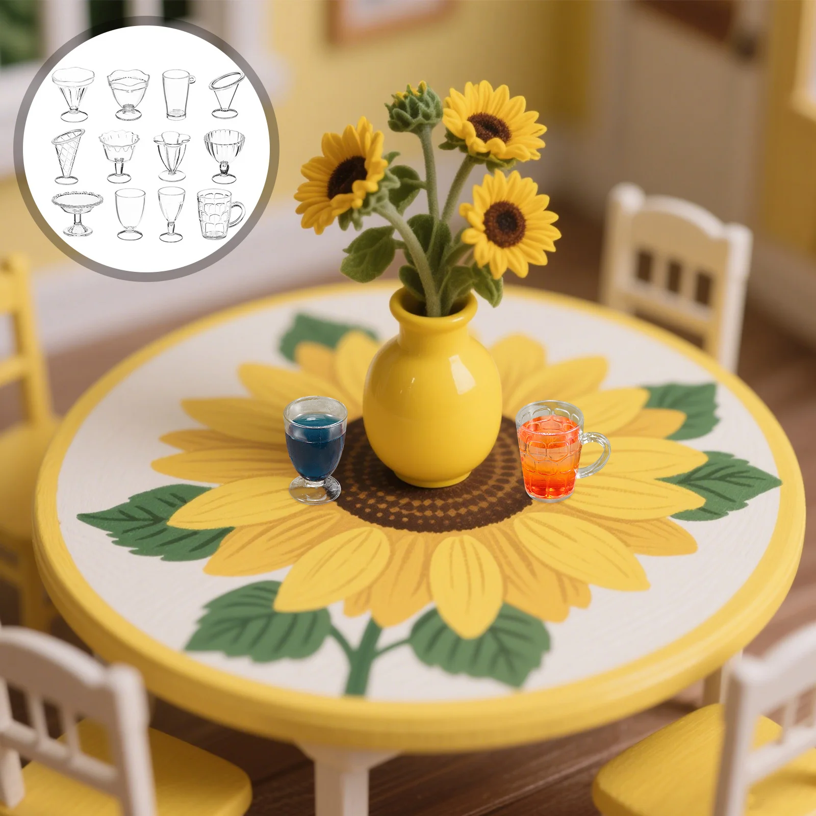 

24Pcs Mini Ice Cream Cups Set Miniature Plastic Mugs Pretend Play Dollhouse Kitchen Accessories Kids Pretend Play