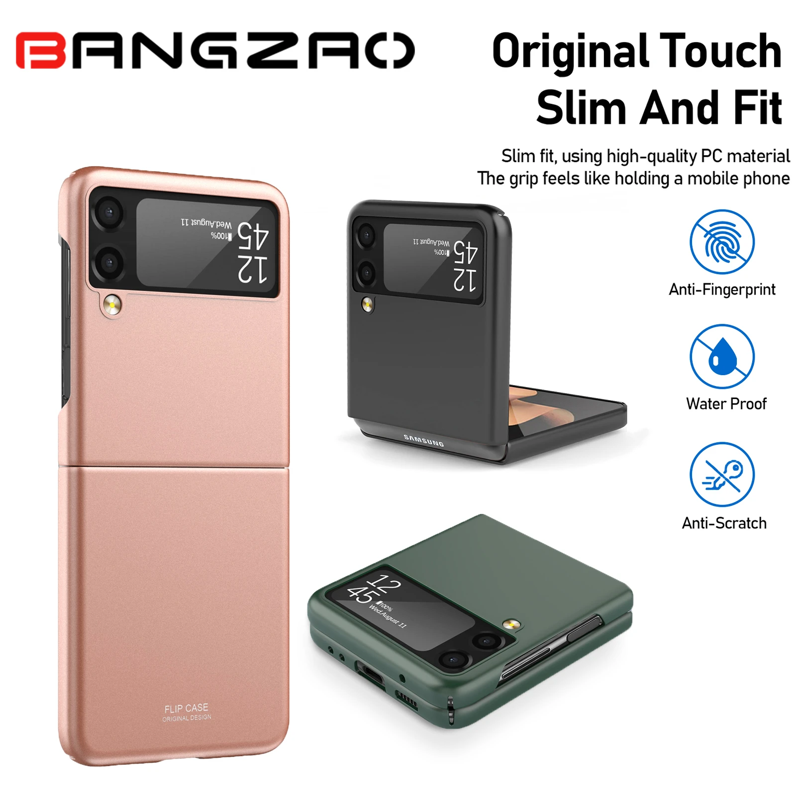 Ultra-Thin Full Coverage Solid Color Matte Protective Case For Samsung Galaxy Z Flip 3 Phone Case Folding Case Protective Case