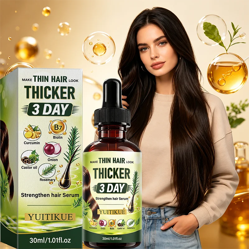 YUITIKUE 3 Day Thicker Hair Serum 30ml All Plant Formula Strengthen Hair Boost Fullness For Thin Hair