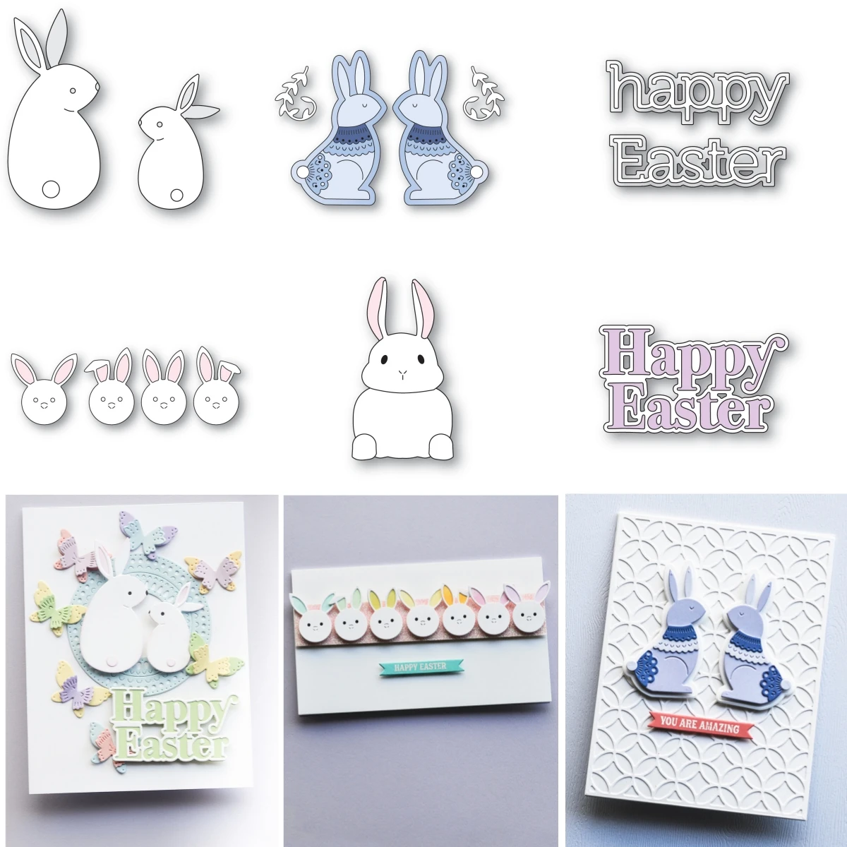 

Happy Easter Bunny Metal Cutting Dies Hot Foil DIY Scrapbooking Paper Craft Handmade Make Album Card Punch Embossing Template