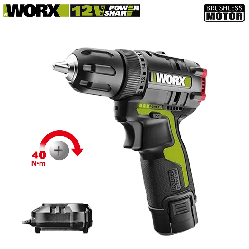 

Worx WU130X Cordless Drill Brushless 40Nm 1800rpm Bare Tool or With One Battery and 1 Charger Univeral WORX 12v Platform